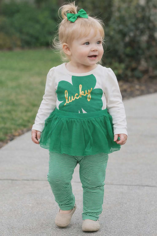 St. Patrick's Day 2-Piece Skirt Top and Leggings