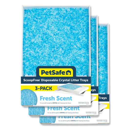 PetSafe ScoopFree Crystal Disposable Cat Litter Trays, Fresh Scent, Silica Crystals, 3-Pack, Blue
