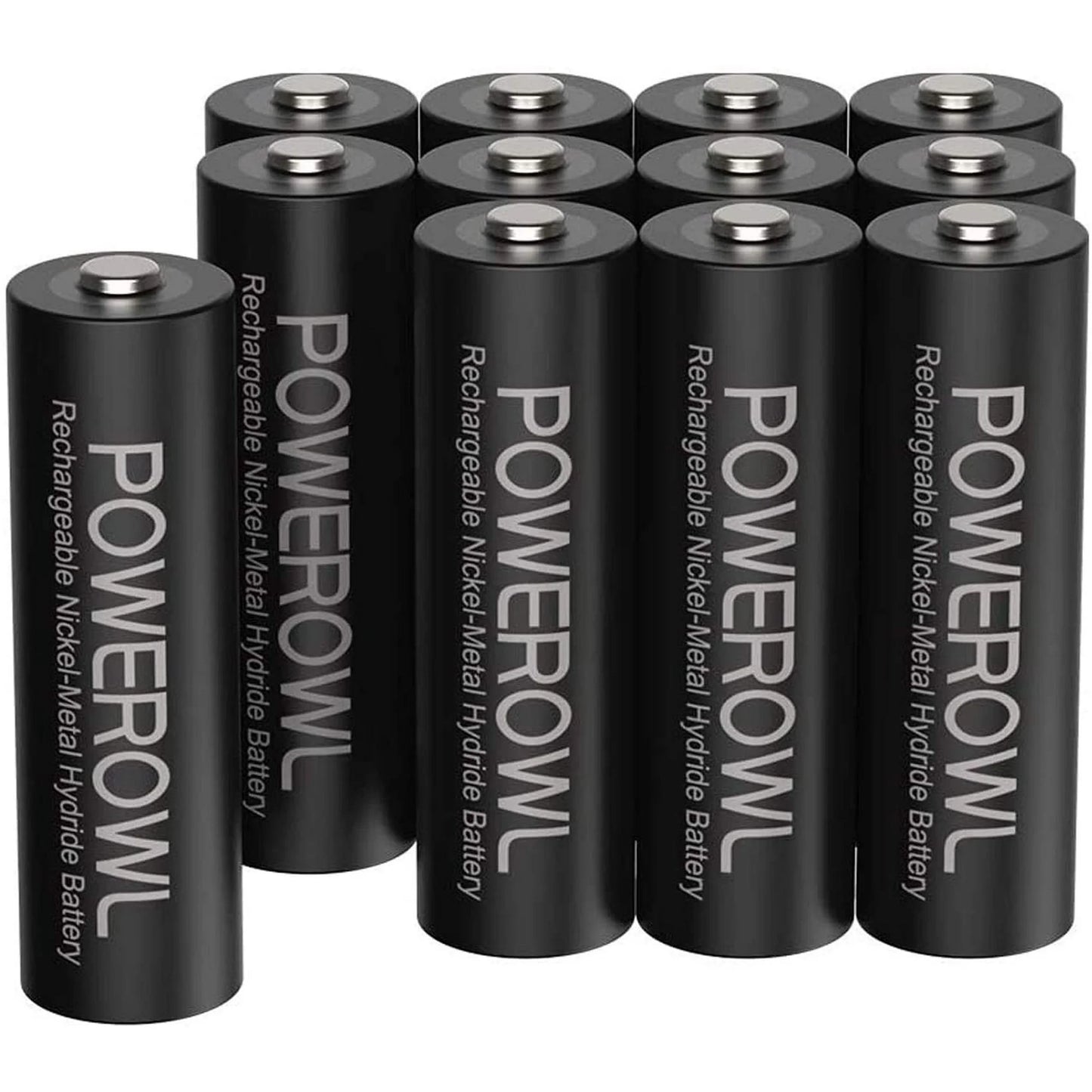 Powerowl 2800mAh Rechargeable AA Batteries 12-Pack NiMH High Capacity