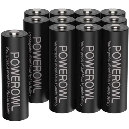 Powerowl 2800mAh Rechargeable AA Batteries 12-Pack NiMH High Capacity