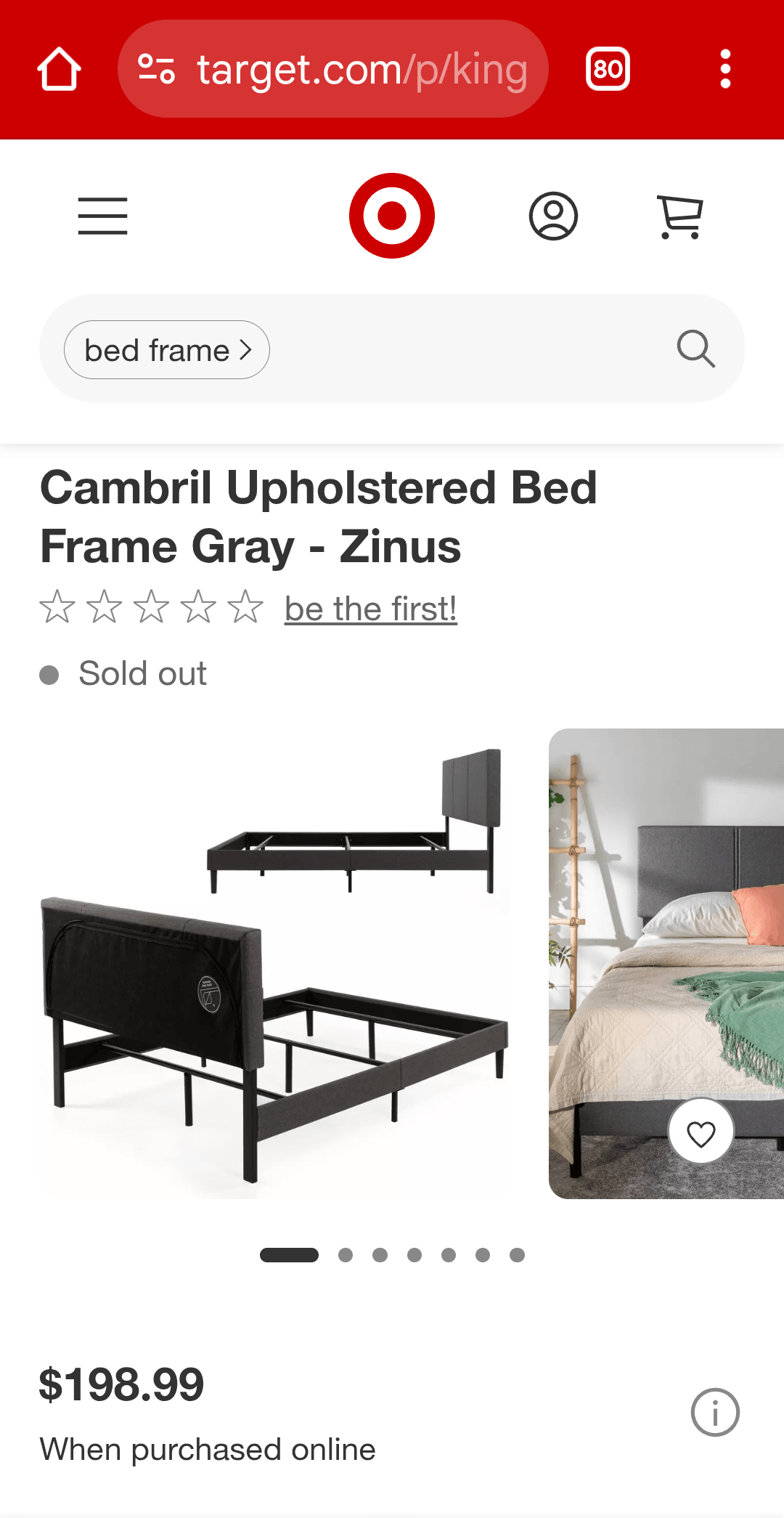 Zinus Cambril Upholstered Bed Frame, King
