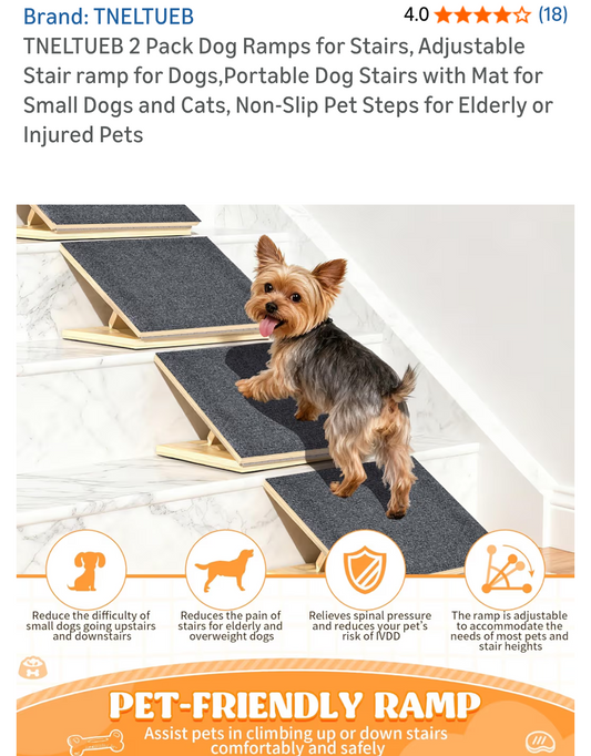 2pk Wooden Anti-Slip Dog Ramp for Stairs