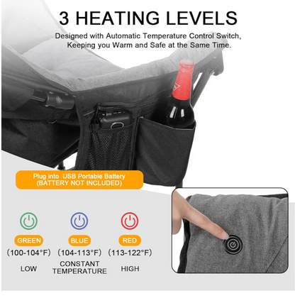 Realead Heated Folding Camping Chair, Adult Size, Grey