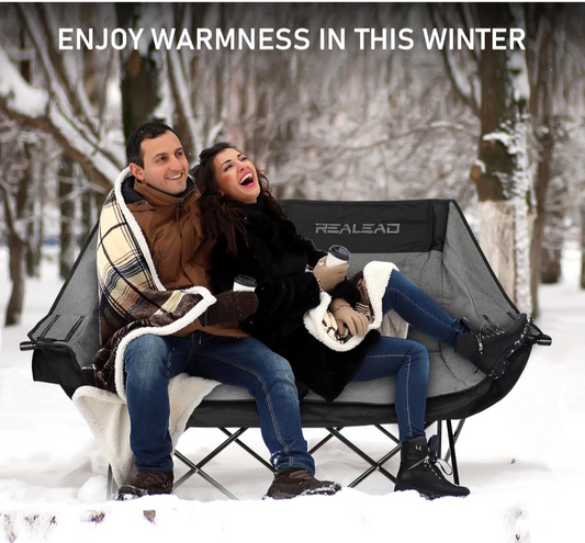 Double-Size Heated Love Seat Two-Seated Folding Chair