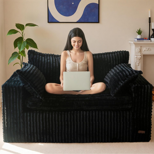 Maxyoyo 59" Bean Bag Sofa Couch, Black