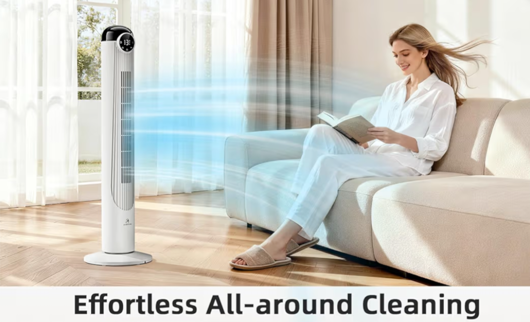 Antarctic Star 42" Oscillating Tower Fan with Remote, White