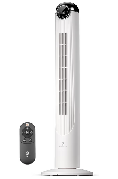 Antarctic Star 42" Oscillating Tower Fan with Remote, White