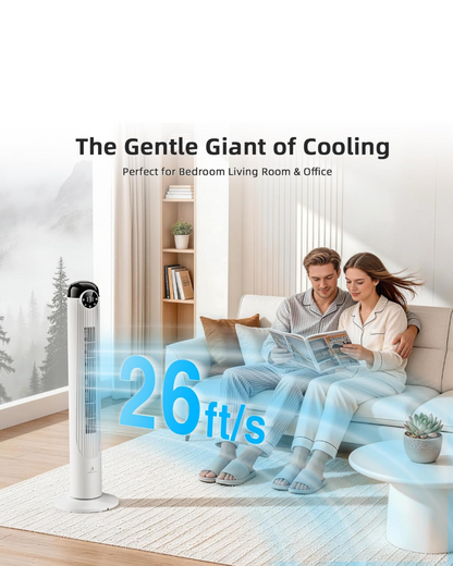 Antarctic Star 42" Oscillating Tower Fan with Remote, White