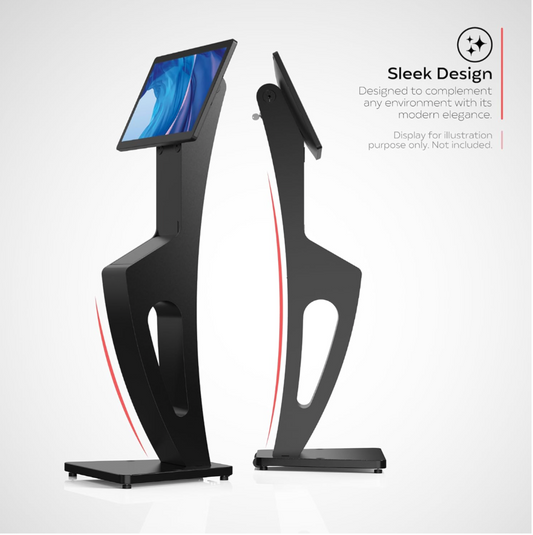 CTA Sleek Floor Stand Kiosk for Monitors - Floor Stand with Printer Slot 15" to 32" up to 60lbs