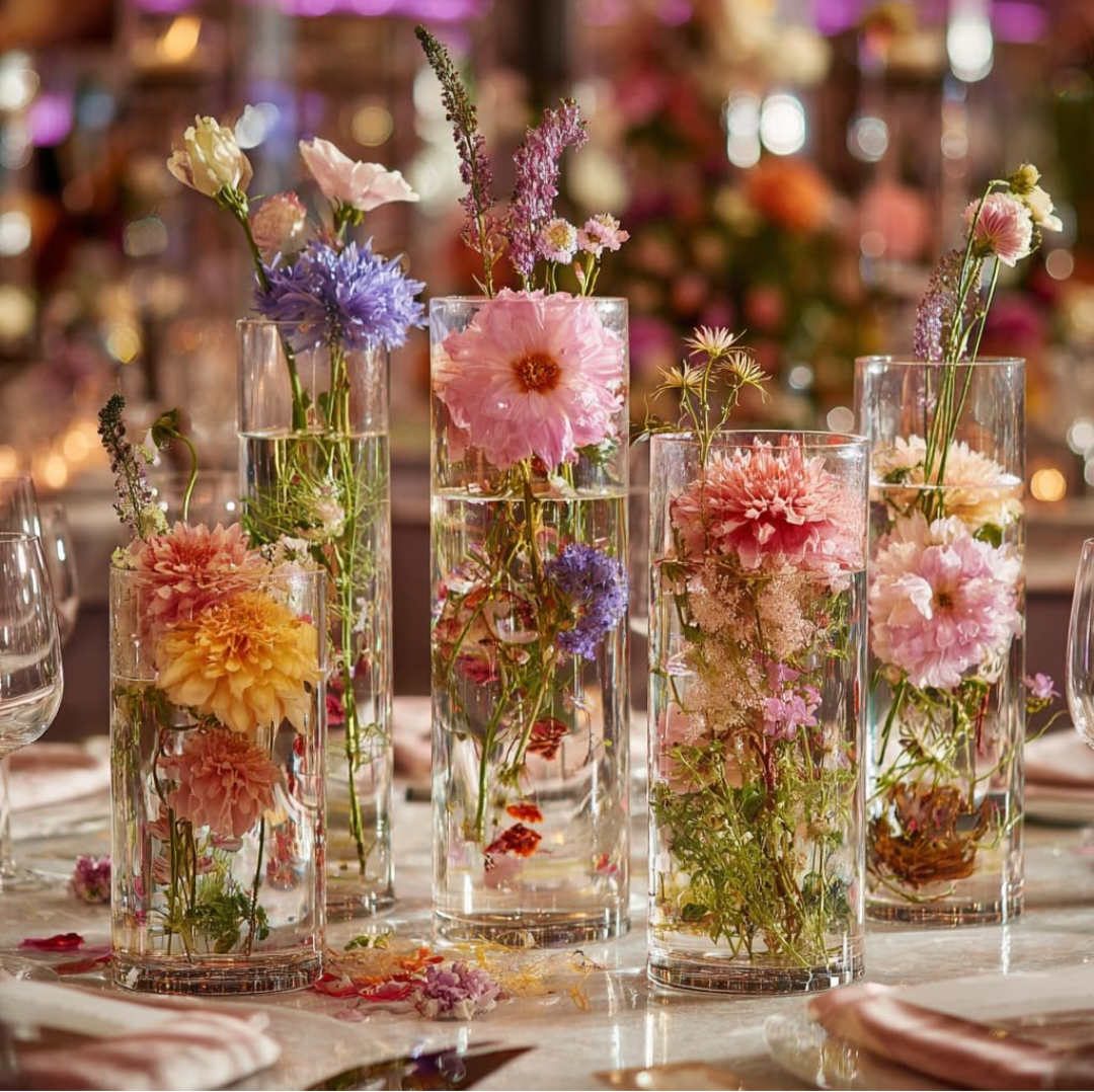 60pcs Cylinder Glass Vase for Centerpieces, 4,6,7.5,8,10 inch Tall