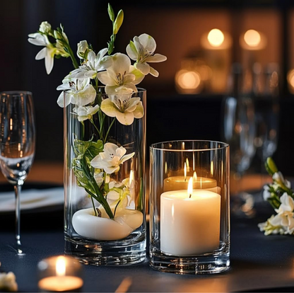 60pcs Cylinder Glass Vase for Centerpieces, 4,6,7.5,8,10 inch Tall