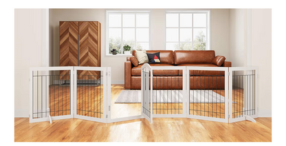 Pawland 144" x 30" Walkthrough Freestanding Wire Pet Gate, White