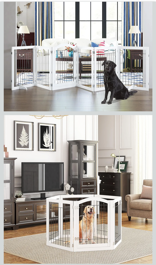 Pawland 144" x 30" Walkthrough Freestanding Wire Pet Gate, White