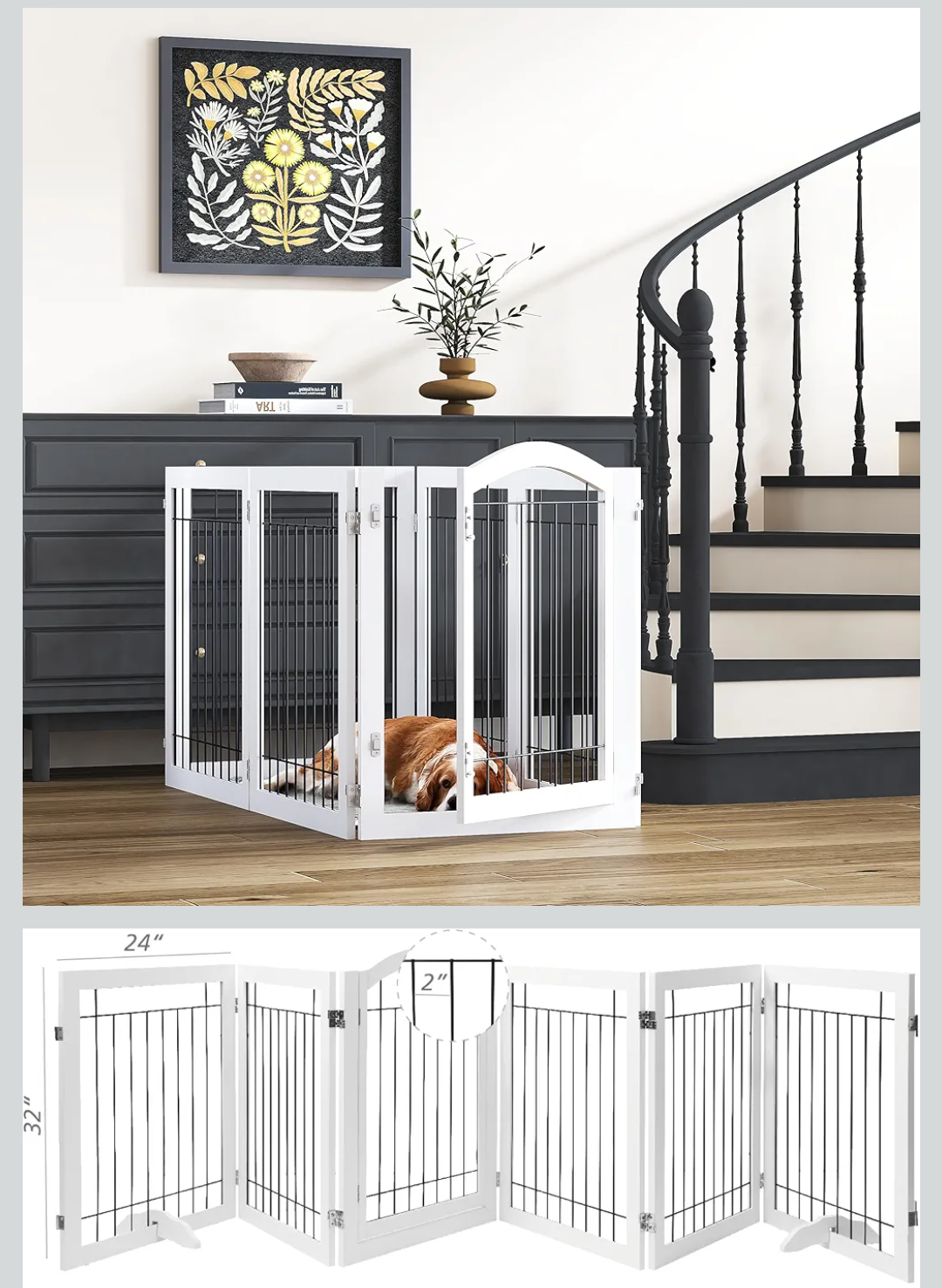Pawland 144" x 30" Walkthrough Freestanding Wire Pet Gate, White