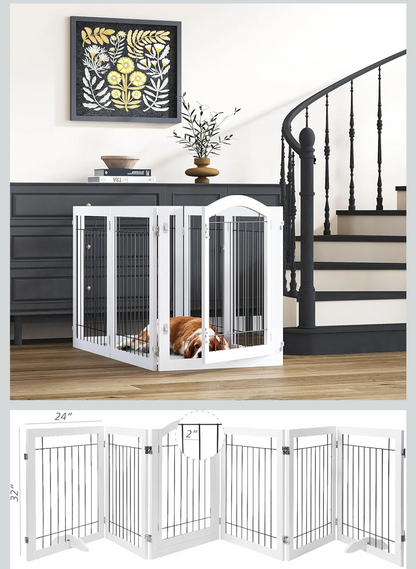 Pawland 144" x 30" Walkthrough Freestanding Wire Pet Gate, White