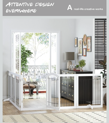 Pawland 144" x 30" Walkthrough Freestanding Wire Pet Gate, White