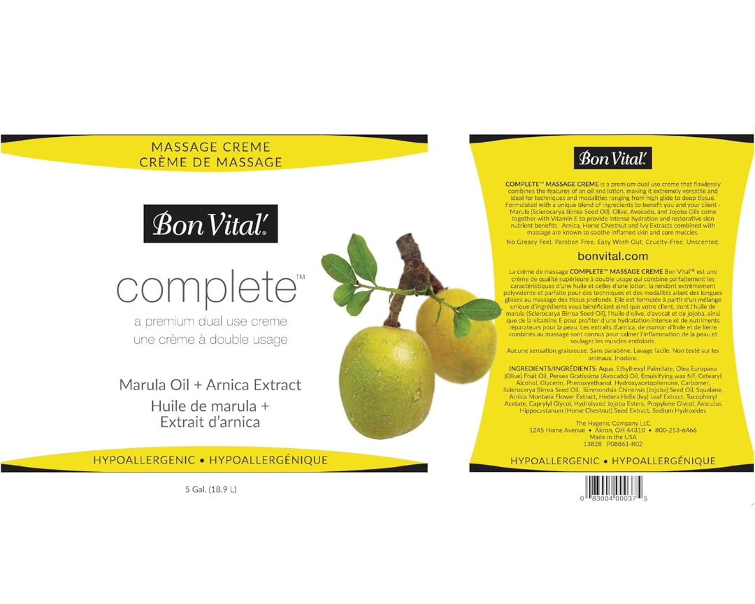 Bon Vital Unscented Massage Cream 5 Gallon