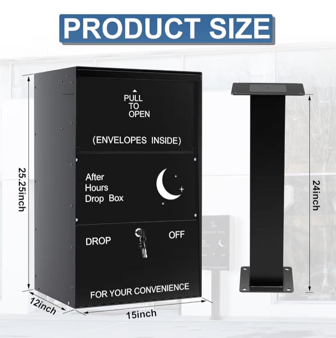 Drop Collection Box with Mount Post 16" x 13" x 4"