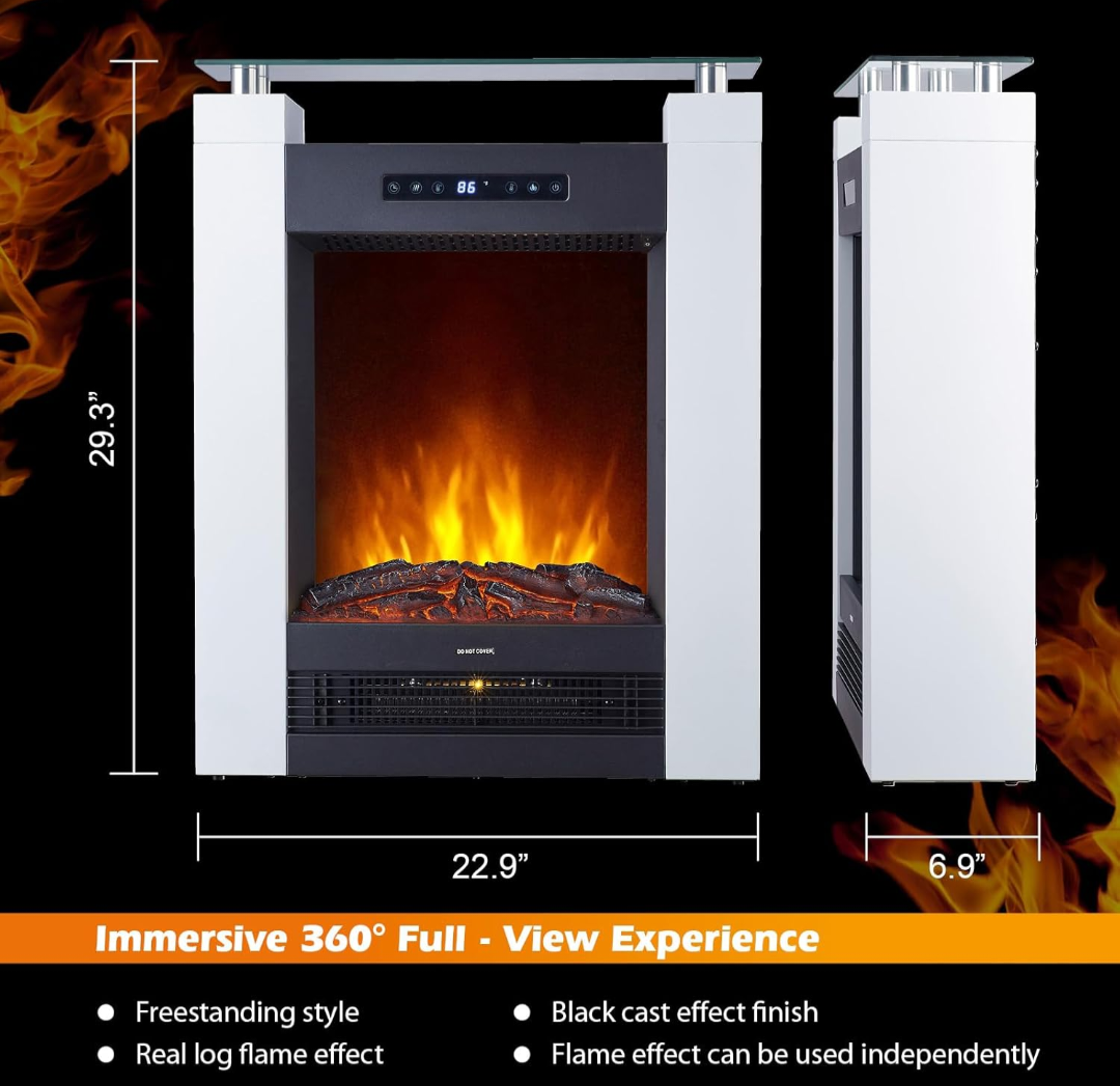 Wide Freestanding Electric Fireplace with Remote & Touch Control, 1500W