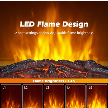 Wide Freestanding Electric Fireplace with Remote & Touch Control, 1500W