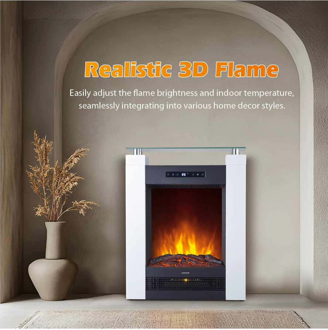 Wide Freestanding Electric Fireplace with Remote & Touch Control, 1500W
