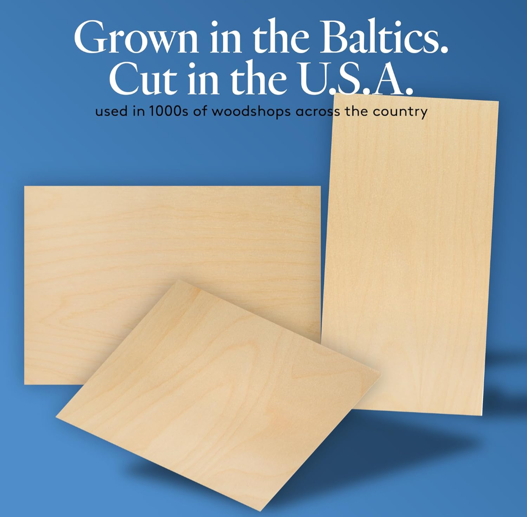 3 mm Baltic Birch Plywood 1/8 x 12 x 12 inch, Box of 100 B/BB Grade Craft Wood,