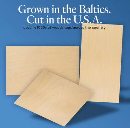 3 mm Baltic Birch Plywood 1/8 x 12 x 12 inch, Box of 100 B/BB Grade Craft Wood,
