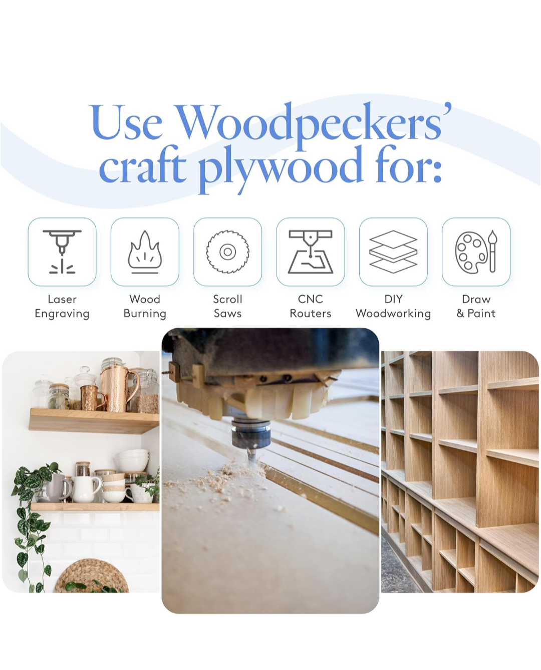 3 mm Baltic Birch Plywood 1/8 x 12 x 12 inch, Box of 100 B/BB Grade Craft Wood,