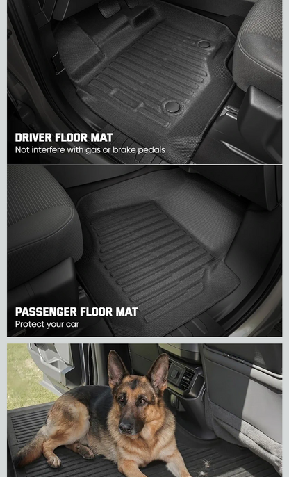 Floor & Bed Mats for Ford F150: 2015-2026 SuperCrew/Crew Cab Only(5.5FT Short Bed)(w/o Fold Flat Storage)