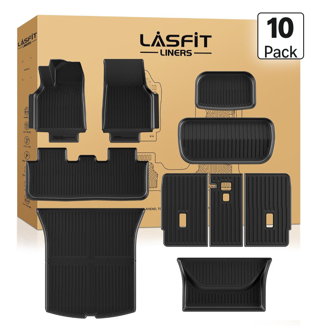 LASFIT 10PCS Floor Mats for Tesla Model Y Juniper 2026 2025, TPE