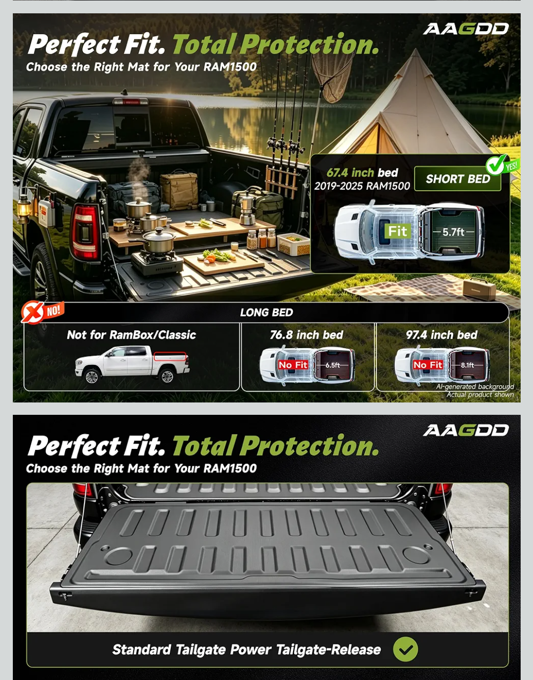 Truck Bed Liner & Tailgate Liner for Ram 1500/1500 RHO 2019-2026 Short Bed