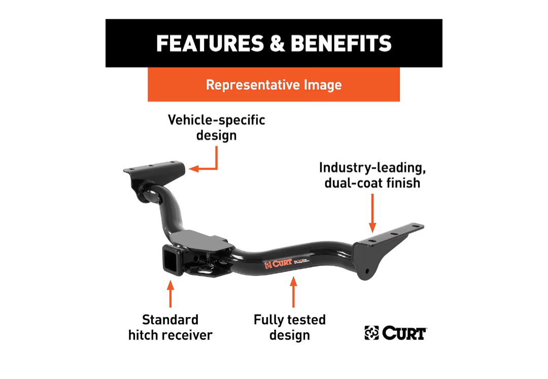 CURT 13530 Class 3 Trailer Hitch, 2-Inch Receiver, Select Toyota Highlander, Lexus RX330, RX350, RX400h