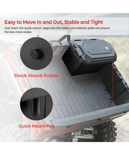 KEMIMOTO UTV Bed Storage Box, 45.3L/11.9GAL Large Capacity Compatible with Polaris Ranger 1000, 900, 570, 700, Ranger XP 1000, XP 900 2013-2026, Solid Bed Cargo Box (Right/Passenger Side)