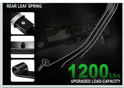Upgraded Heavy Duty Rear 3-Leaf Springs Kit for EGO TXT/Medalist Electric 1994-2013 and Gas 1996-2008 Golf Cart Suspension with Bushings Sleeves and U Bolts