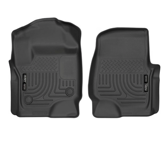 Husky Liners Weatherbeater Floor Mats | Fits 2017- 2026 Ford F-250/F-350/F-450 SuperCrew (Crew Cab) & SuperCab (EXT Cab) w/Factory Carpet | Front Row, 2-pc Black- 13301