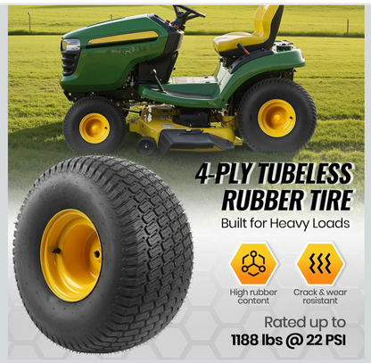 AR-PRO 20x10.00-8 Tubeless Lawn Mower Tire and Wheel Assembly (2-Pack), 4-Ply Rear Tire with Steel Rim