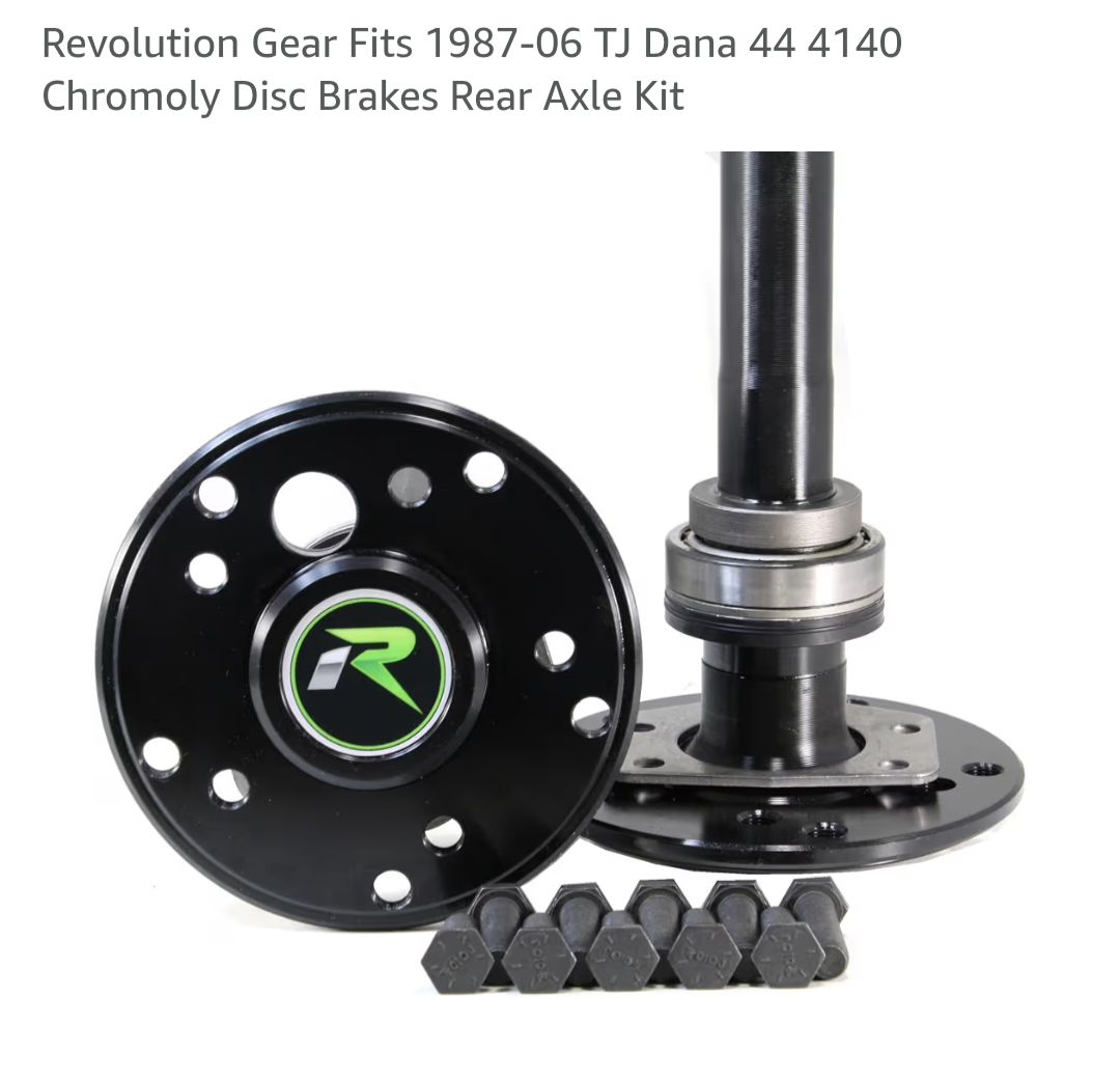 Revolution Gear Fits 1987-06 TJ Dana 44 4140 Chromoly Disc Brakes Rear Axle Kit