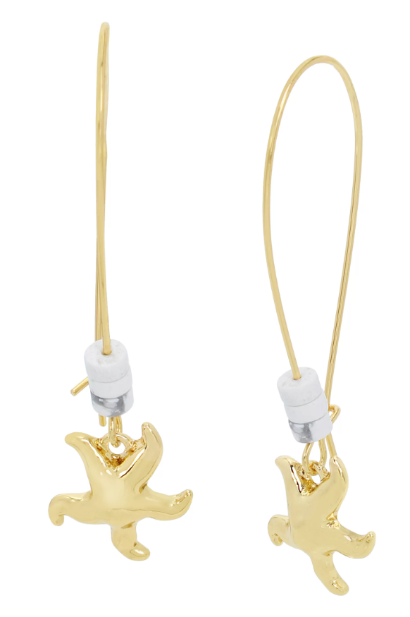 Robert Lee Morris Soho Starfish Howlite Dangle Earrings, Gold/White