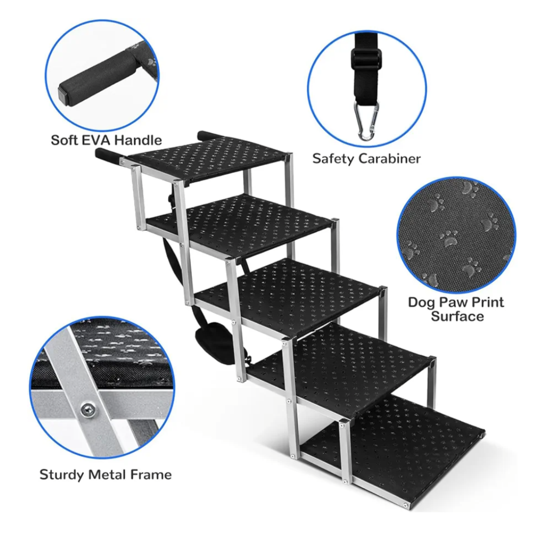 Portable Lightweight Folding Dog / Pet Stairs for use with Automobiles