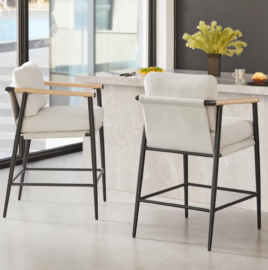 Watson and Whitely Mid Century Modern 26" Counter-Height Chairs 2-Pack, White