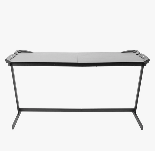 Large 47" Gaming Desk with LED Accents and Carbon Fiber Desktop, Black