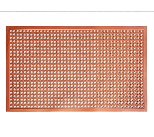 Commercial Anti-Fatigue, Quick-Drain, No-Slip Rubber Floor Covering, 36" x 60" Orange