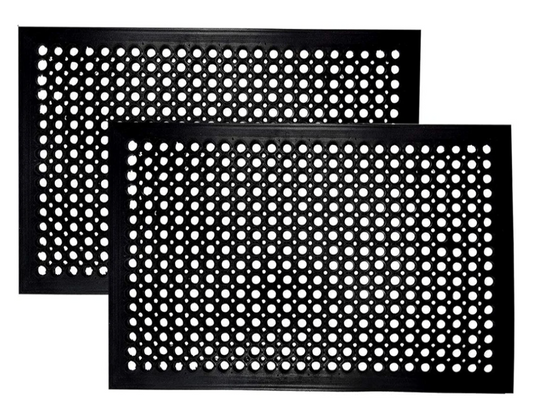 2-Pack 24"x 36" Commercial No-Slip Anti-Fatigue Rubber Floor Mat, Black