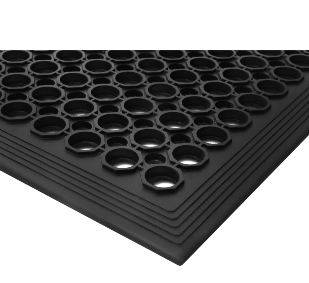 2-Pack 24"x 36" Commercial No-Slip Anti-Fatigue Rubber Floor Mat, Black