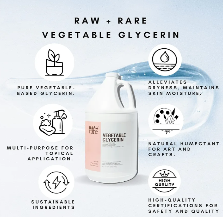 Raw Glycerin USP Cosmetic, Food, and Pharmaceutical Grade, 1 Gallon