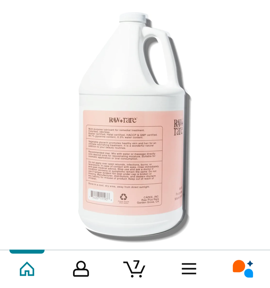 Raw Glycerin USP Cosmetic, Food, and Pharmaceutical Grade, 1 Gallon