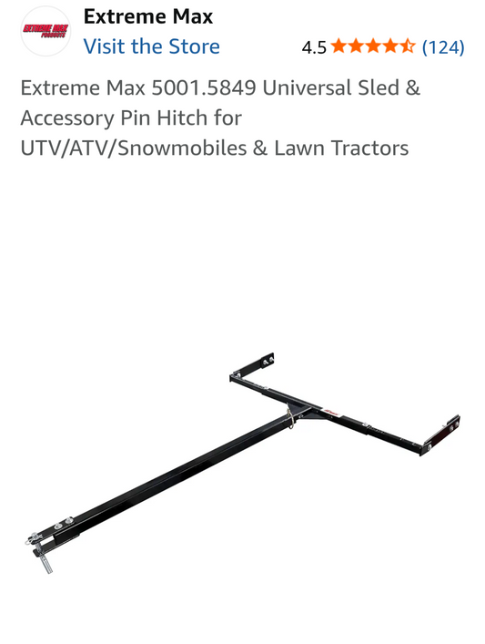 Product listing for Extreme Max hitch on a smartphone screen with store visit option.