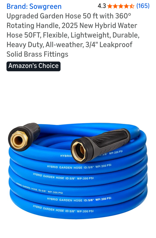 Sowgreen 50ft Hybred Heay Duty Flexible Garden Hose