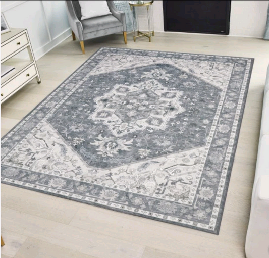Wyatt and Ash Machine Washable Area Rug 5'3"x 7'9" Gray