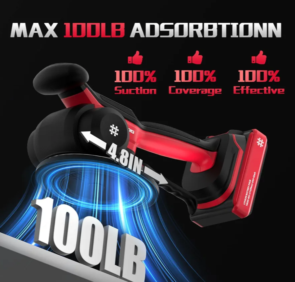 Tile vibration leveling machine with promotional text on a shopping app interface